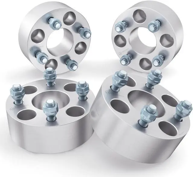 Main image of RockTrix 4x4 Wheel Spacers, 2 inch Thick Golf Cart Wheel Spacers Compatible with EZ GO EZGO Club Car, 1/2"x20 Studs Nuts, 4x101.6 to 4x101.6 Silver Adapters, 62mm Hub Bore, Set of 4
