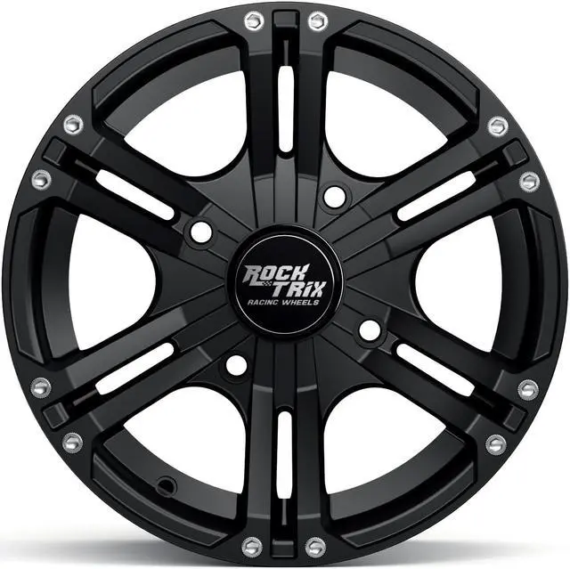 Alt view image 5 of 7 - RockTrix RT101 14in ATV Wheels Rims 14x7 Matte Black 4x137, 5+2 Offset, Compatible with Bombardier Outlander CanAm Can-Am Can Am Commander Maverick Renegade Kawasaki 4/137 (Set of 4)