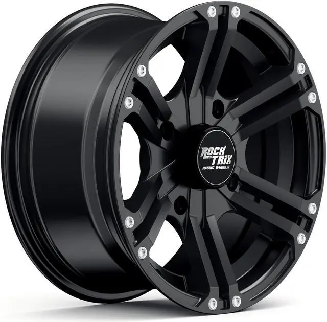 Alt view image 7 of 7 - RockTrix RT101 14in ATV Wheels Rims 14x7 Matte Black 4x137, 5+2 Offset, Compatible with Bombardier Outlander CanAm Can-Am Can Am Commander Maverick Renegade Kawasaki 4/137 (Set of 4)