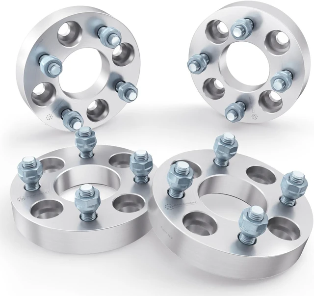 Main image of RockTrix 4x4 Wheel Spacers, 1 inch Thick Golf Cart Wheel Spacers Compatible with EZ GO EZGO Club Car, 1/2"x20 Studs Nuts, 4x101.6 to 4x101.6 Silver Adapters, 62mm Hub Bore, Set of 4