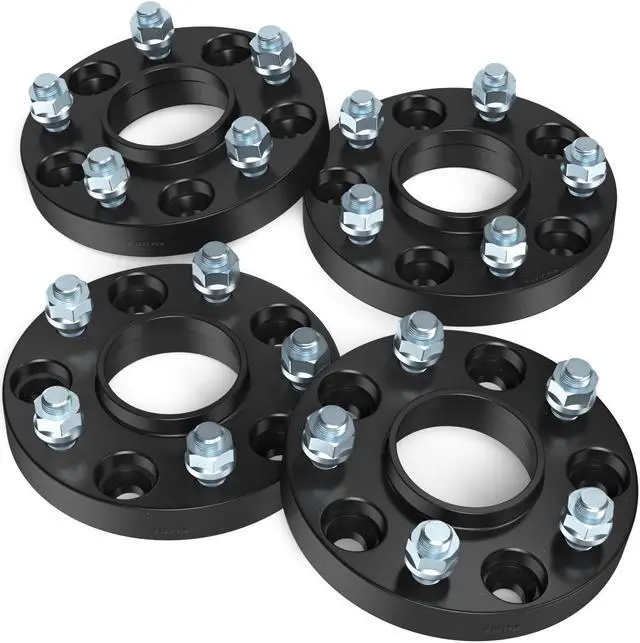 Alt view image 4 of 6 - 1 inch 5x4.75 to 5x4.75 Hubcentric Wheel Spacers with Lip (70.5mm Bore, Metric 12x1.5 Studs Nuts) Compatible with Chevy Blazer Camaro Corvette S10 GMC S15 Jimmy - Black Adapters, Pack of 4