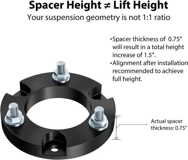Alt view image 2 of 5 - Front Suspension Lift Kit - 1.5 inch Lift - Compatible with 2005-2021 Toyota Tacoma (6-Lug), 2003-2021 4Runner, 2007-2014 FJ Cruiser (4WD) - Leveling Kit Strut Upper Top Aluminum Spacers Accessories