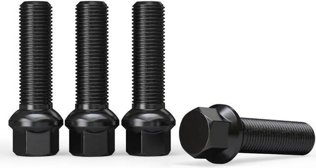 Alt view image 5 of 11 - 10pcs Extended Black Lug Bolts 14x1.5 (45mm Shank Length - Not OEM Length, Ball Radius Seat) Compatible with Audi TT A3 A4 S4 A5 S5 A6 S6 A7 B5 B6 B7 B8 Volkswagen Jetta Golf GTI Passat CC Beetle