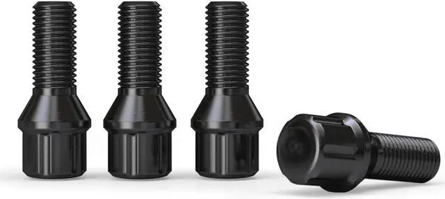 Alt view image 6 of 7 - 4pcs Locking Spline Black 12x1.5 Lug Bolts with Socket Key (26mm OEM Shank Length, Cone Seat) Compatible with BMW 128i 135i 318i 320i 325i 328i 335i M3 525i 528i 530i 535i M5 Z3 Z4 E36 E46 E60 E90 E92