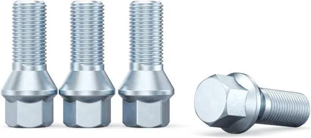Alt view image 5 of 10 - 10pcs Silver 12x1.5 Lug Bolts (26mm Shank Length, Cone Seat) OEM Length - Compatible with BMW 128i 135i 318i 320i 325i 328i 335i M3 525i 528i 530i 535i M5 Z3 Z4 E36 E46 E60 E90 E92 E93