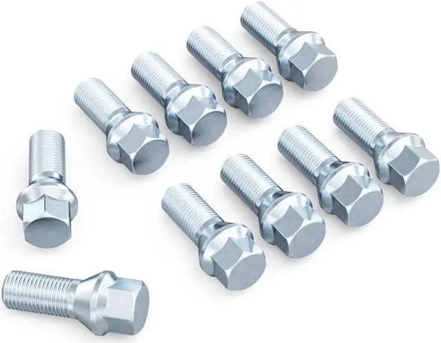 Alt view image 4 of 10 - 10pcs Silver 12x1.5 Lug Bolts (26mm Shank Length, Cone Seat) OEM Length - Compatible with BMW 128i 135i 318i 320i 325i 328i 335i M3 525i 528i 530i 535i M5 Z3 Z4 E36 E46 E60 E90 E92 E93