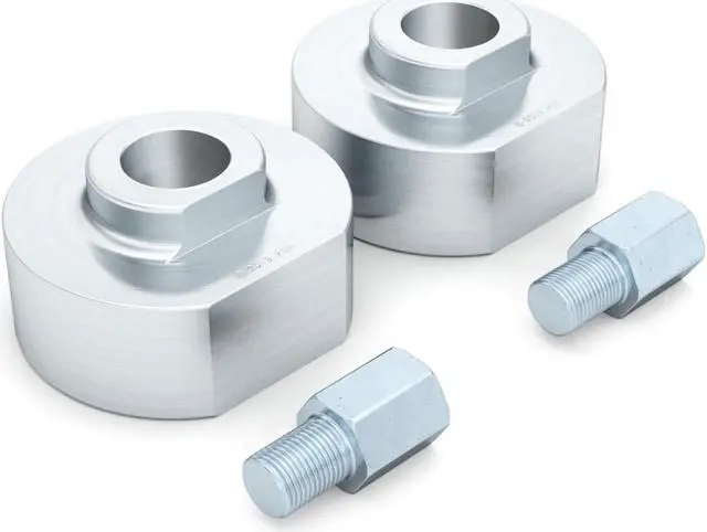 Alt view image 2 of 5 - Front Leveling Kit - 2 inch Lift - 2WD Vehicles Only - Compatible with 1999-2008 Ford F250 F250 Super Duty, F350 F-350 SuperDuty, Excursion - Suspension Lower Strut Aluminum Silver Spacers