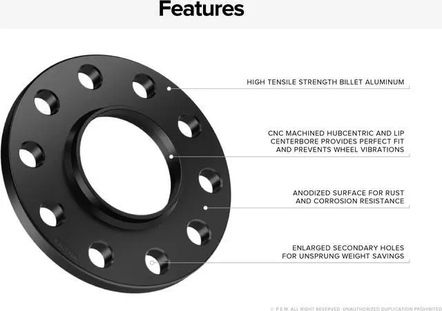 Alt view image 3 of 7 - 12mm (0.5 inch) Hubcentric Wheel Spacers (5x120 72.6mm) Black Lug Bolts (14x1.25, Cone Seat) Compatible with BMW F10 F30 228i 235i 320i 328i 335i 428i 435i 528i 535i 550i 640i 650i M235i M3 M5