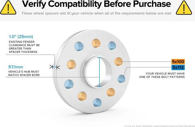 Alt view image 3 of 9 - 25mm (1 inch) Hubcentric Wheel Spacers (5x112 and 5x100, 57.1mm Bore) Compatible with Audi TT A3 A4 A6 A8 S4 S6 S8 Volkswagen Jetta Golf GTI R32 Corrado Beetle EOS CC - Silver 2pcs