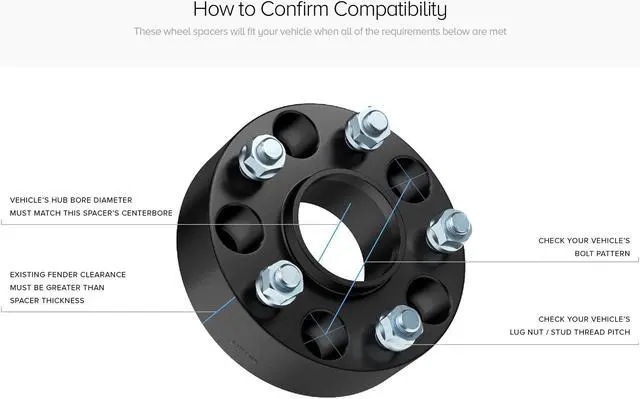 Alt view image 5 of 11 - RockTrix 2 inch Hubcentric 5x5 to 5x5 Wheel Spacers (71.5mm Bore, 1/2x20 Studs) Compatible with Jeep 99-10 Grand Cherokee WJ WK, 07-18 Wrangler JK JKU, 06-10 Commander XK - Black 50mm 5x127 2pcs