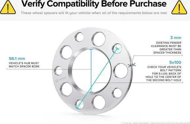 Alt view image 3 of 7 - StanceMagic - 3mm Hubcentric Wheel Spacers (5x100, 56.1mm Bore, No Lip) Compatible with Scion FRS FR-S BRZ Baja Forester WRX Impreza Legacy Outback Saab 9-2x - 2pcs