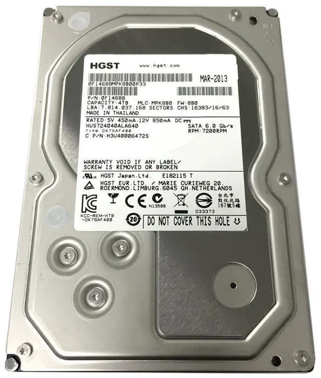 Alt view image 2 of 5 - HGST HUS724040ALA640 4TB 64MB 7200RPM Enterprise Grade SATA6Gb/s 3.5" Hard Drive
