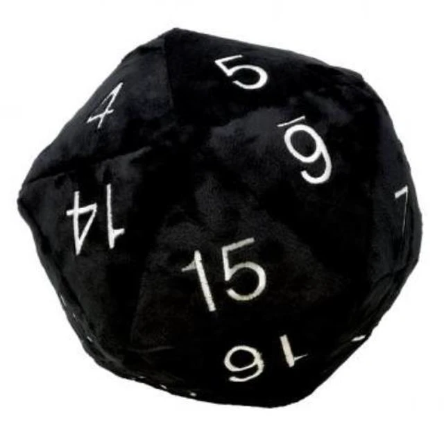 Main image of D20 10" Jumbo Plush Dice - Black w/Silver MINT/New