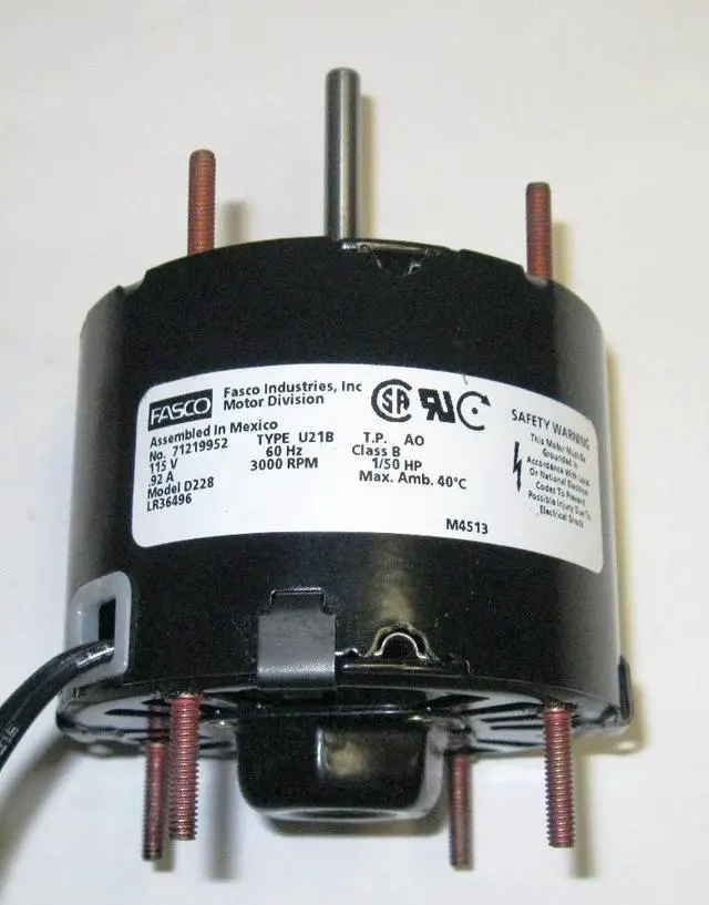 Alt view image 2 of 4 - FASCO D228 HVAC Motor,1/50 HP,3000 rpm,115V,3.3