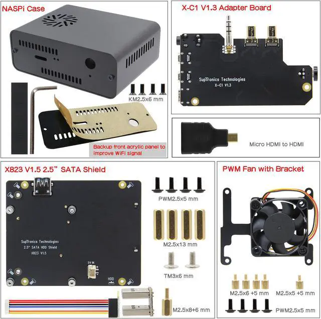 Alt view image 6 of 7 - Geekworm NASPi 2.5 inch SATA HDD/SSD NAS Storage Kit for Raspberry Pi 4 Model B(Not Include Raspberry Pi 4)