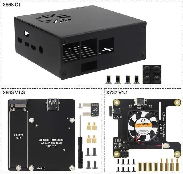 Alt view image 3 of 7 - Geekworm X863 M.2 NGFF SATA SSD Storage NAS Kit for Raspberry Pi 4 Model B(Not inlcude Raspberry Pi 4&SSD&PSU)