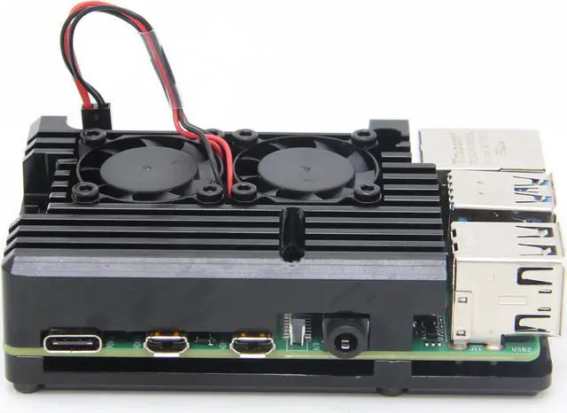 Alt view image 4 of 5 - Raspberry Pi 4 Armor Case with Dual Fan, Raspberry Pi 4 Computer Model B Armor Aluminum Alloy Passive Cooling Case Compatible with Raspberry Pi 4 Model B Only