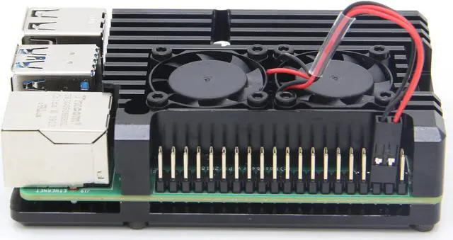 Alt view image 5 of 5 - Raspberry Pi 4 Armor Case with Dual Fan, Raspberry Pi 4 Computer Model B Armor Aluminum Alloy Passive Cooling Case Compatible with Raspberry Pi 4 Model B Only