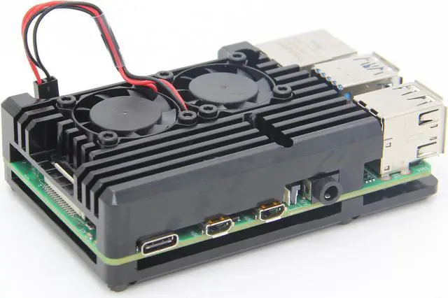 Alt view image 2 of 5 - Raspberry Pi 4 Armor Case with Dual Fan, Raspberry Pi 4 Computer Model B Armor Aluminum Alloy Passive Cooling Case Compatible with Raspberry Pi 4 Model B Only