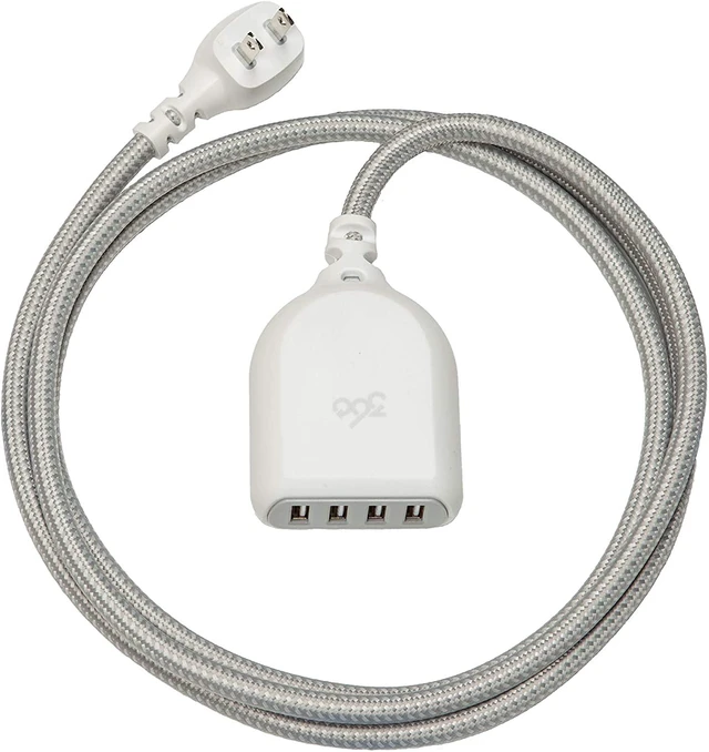 Main image of 360 Electrical 360623 Habitat4.8 Braided w/ 4.8A 4-Port USB Extension Cord, 6 ft, Tungsten