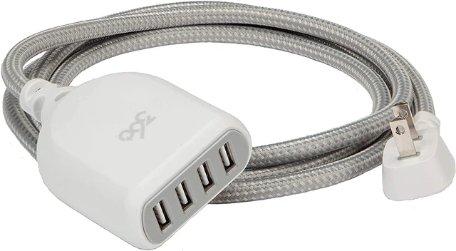 Alt view image 2 of 3 - 360 Electrical 360623 Habitat4.8 Braided w/ 4.8A 4-Port USB Extension Cord, 6 ft, Tungsten