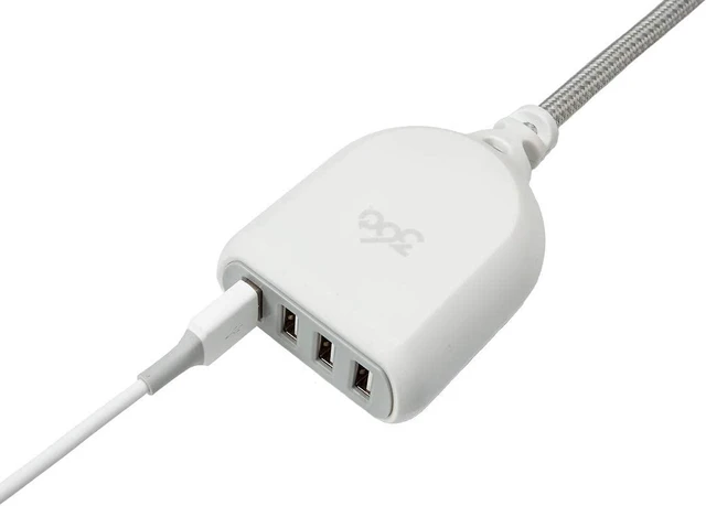 Alt view image 3 of 3 - 360 Electrical 360623 Habitat4.8 Braided w/ 4.8A 4-Port USB Extension Cord, 6 ft, Tungsten