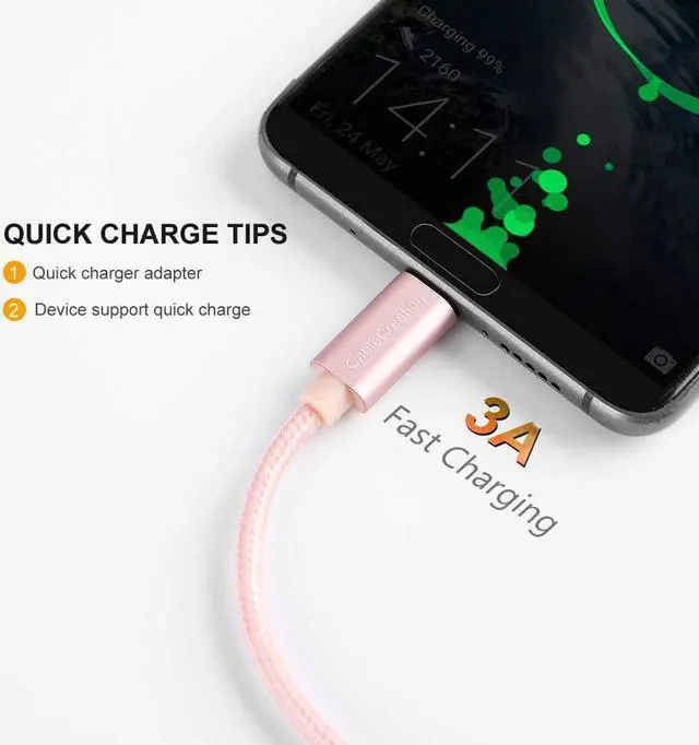 Alt view image 3 of 7 - USB C to USB Cable Short 6 inch CableCreation Durable USB C to USB A Short USB C Cable Fast Charging 3A 480Mbps Data USB A to USB C for Power Bank Stylus Pen S21 S20 Pixel GoPro Hero 0.15m Rose Gold