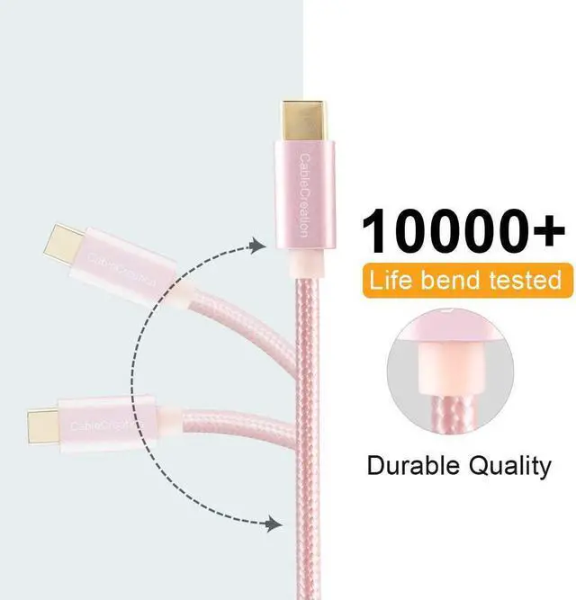 Alt view image 4 of 7 - USB C to USB Cable Short 6 inch CableCreation Durable USB C to USB A Short USB C Cable Fast Charging 3A 480Mbps Data USB A to USB C for Power Bank Stylus Pen S21 S20 Pixel GoPro Hero 0.15m Rose Gold