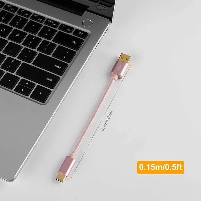 Alt view image 6 of 7 - USB C to USB Cable Short 6 inch CableCreation Durable USB C to USB A Short USB C Cable Fast Charging 3A 480Mbps Data USB A to USB C for Power Bank Stylus Pen S21 S20 Pixel GoPro Hero 0.15m Rose Gold