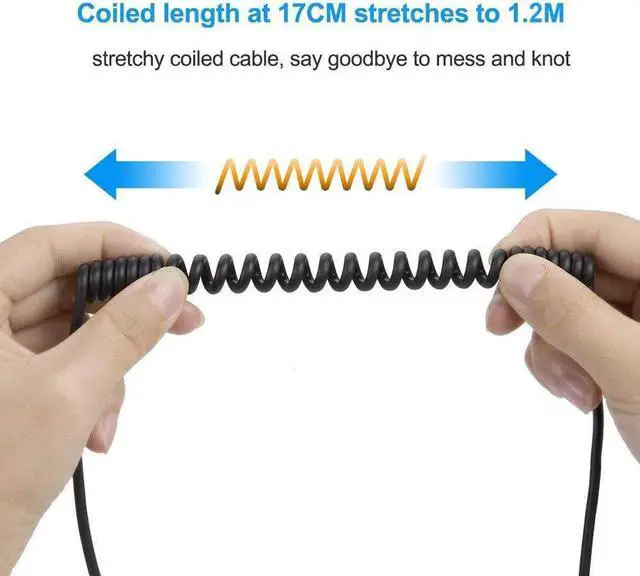 Alt view image 3 of 7 - Coiled USB Cable, CableCreation (0.56ft to 4ft) USB 2.0 A to Micro USB Charging Data Cord, Compatible with Android Smartphone, Wall and Car Charger, Space Gray