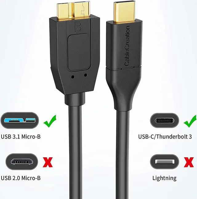 Alt view image 2 of 7 - CableCreation USB C Hard Drive Cable 4FT, USB 3.1 C to Micro B Cable 10Gbps USB C to Hard Drive Cable Compatible with MacBook Pro Air Galaxy S5 My Passport Elements etc, 1.2m Black