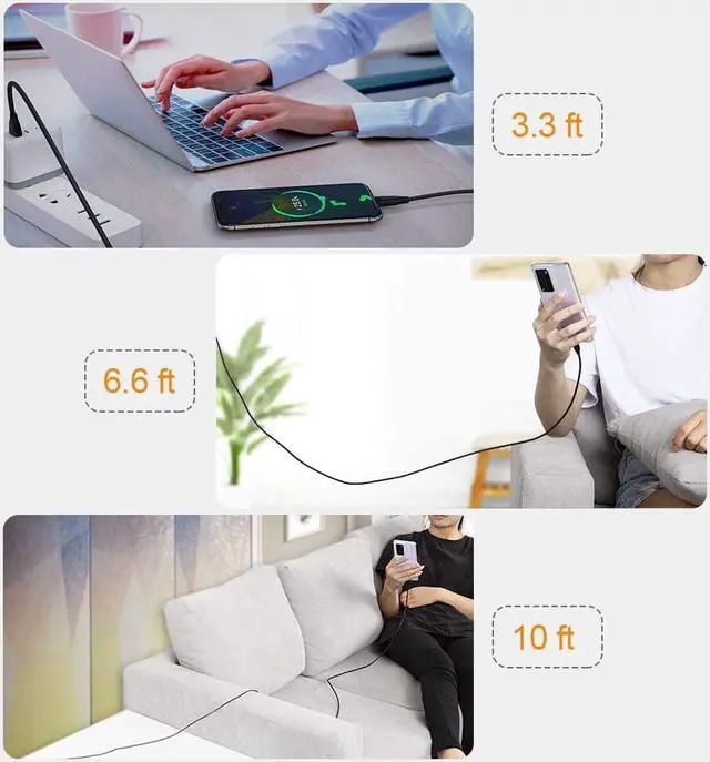 Alt view image 5 of 6 - Long USB C Cable 10FT CableCreation USB2.0 C to C Cable Fast Charging Cable 3A 60W USB Type-C Cable USB C to USB C for MacBook Pro Air S21 S20+ S20 Note 10 etc, 3m Black