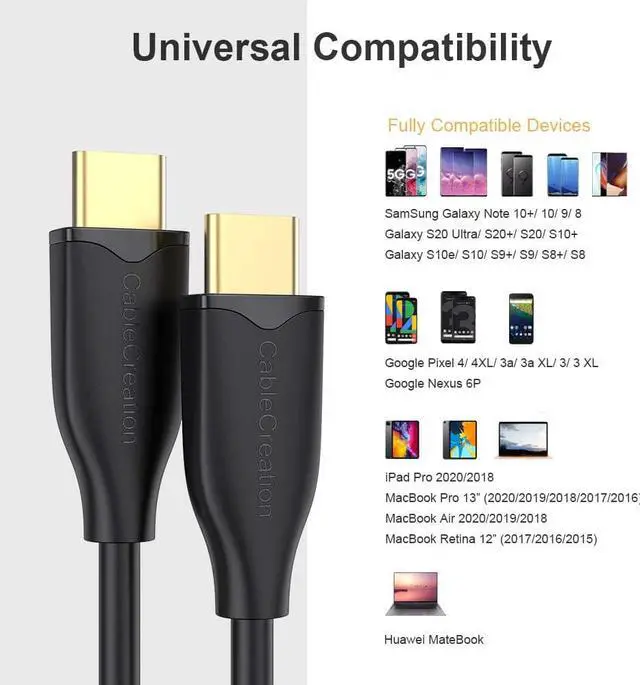 Alt view image 6 of 6 - Long USB C Cable 10FT CableCreation USB2.0 C to C Cable Fast Charging Cable 3A 60W USB Type-C Cable USB C to USB C for MacBook Pro Air S21 S20+ S20 Note 10 etc, 3m Black