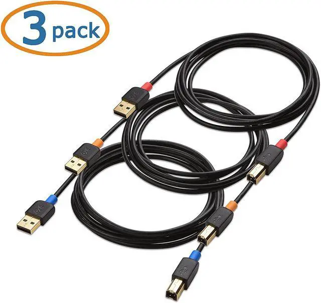 Alt view image 2 of 7 - Cable Matters 3-Pack USB Cable/USB Printer Cable 6 ft, USB A to B Cable, USB 2.0 Cable Compatible with Printer, MIDI Controller, MIDI Keyboard and More - 6 Feet