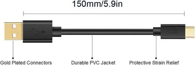 Alt view image 2 of 7 - [2-Pack] USB C to USB Cable Short CableCreation USB C to USB A Short 6 inch USB C Cable Fast Charging 3A USB A to USB C 480Mbps Data for Power Bank Stylus Pen S21 S20 Pixel GoPro Hero 0.15m Black