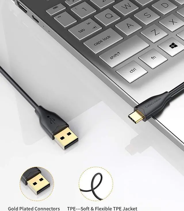 Alt view image 6 of 7 - USB C Cable 2M CableCreation USB 2.0 A to C Cable Fast Charging Cable 3A 480Mbps Data USB Type C Cable Cord USB to C Cable for MacBook Air Chromebook Pixel Galaxy S21 S20 S10 Black 6.6FT