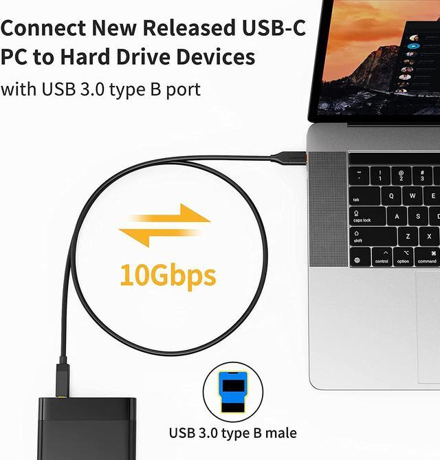Alt view image 3 of 7 - USB B to USB C Cable 4FT USB 3.1 USB C to USB B Cable 10Gbps USB Type B to Type C Thunderbolt 3 Host MacBook Pro Air External Hard Drive Docking Station Scanner etc 1.2M Black