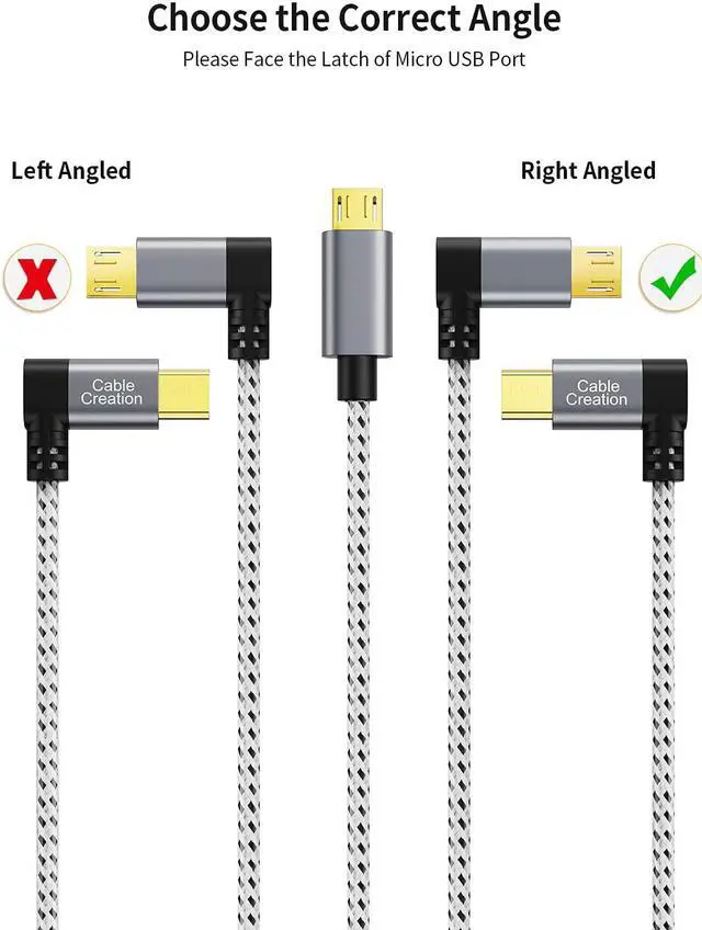 Alt view image 7 of 7 - CableCreation 2 Pack Short Right Angle Micro USB 2.0 Braided Cable, 90 Degree USB 2.0 to Micro USB Charging Data Cable Compatible with PS4, Roku Streaming Stick, Aluminum Case, 0.5 FT, Space Gray