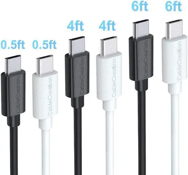 Main image of Micro USB Charging Cable, CableCreation 6-Pack(0.5/0.5/4/4/6/6ft) High Speed USB to Micro USB Charging Cord Compatible with Fire TV Stick, S7, HTC, LG, Chromecast, Power Bank (White & Black)