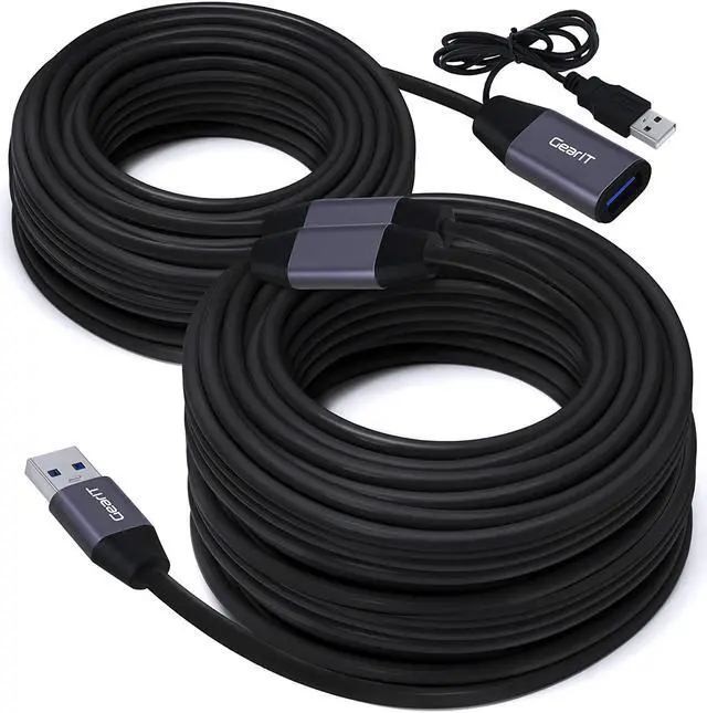 Main image of 50 Feet USB 3.0 SuperSpeed Active Extension Cable with Signal Booster Repeater Cable Type A Male to Female Repeater - Up to 5Gb Transfer Speed (50ft / Black)