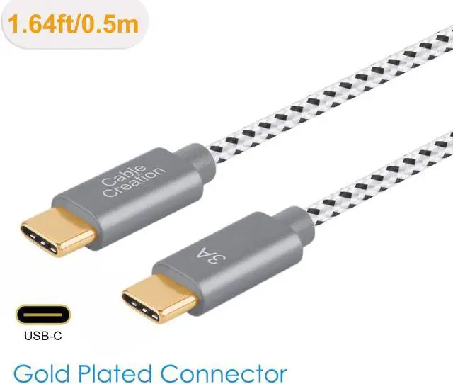 Alt view image 3 of 7 - CableCreation Short USB C Cable 0.5m 1.6FT 60W USB C to USB C Fast Charging Cable Short USB Type-C to C Cable Braided 3A 480Mbps Data for MacBook Pro Air iPad Air Pro S21/S20 Pixel 4/5 etc. Space Gray