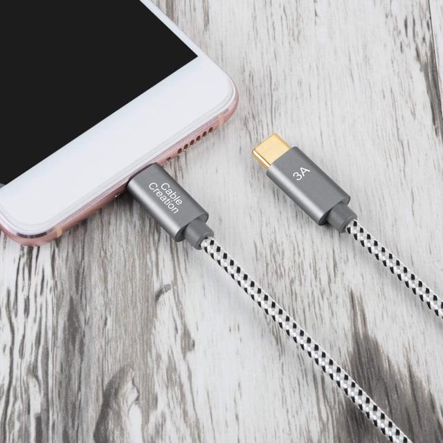 Alt view image 6 of 7 - CableCreation Short USB C Cable 1FT 60W USB C to USB C Fast Charging Cable Short USB Type-C to C Cable Braided 3A 480Mbps Data for MacBook Pro Air iPad Air Pro S21/S20 Pixel 4/5 etc. Space Gray