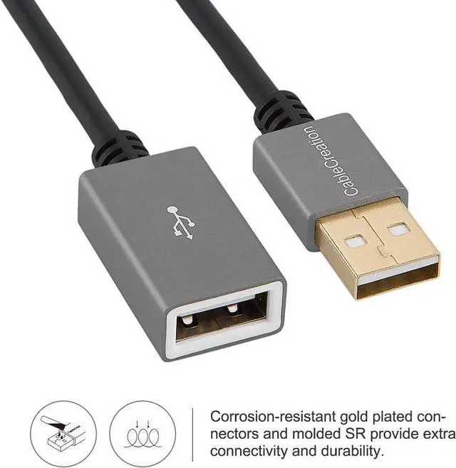 Alt view image 6 of 7 - CableCreation 10FT USB 2.0 Extension Cable, USB A Male to Female Extension Lead for Gamepad, Flash Drive, Mouse, Keyboard, Printer, Scanner, Card Reader, 3 Meters, Black