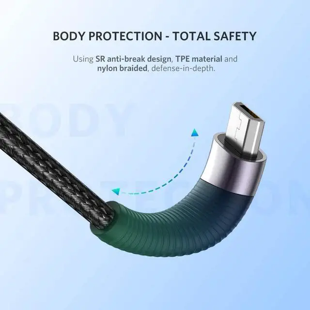 Alt view image 3 of 7 - UGREEN Micro USB Charger Cable 2 Pack Nylon Braided USB 2.0 A to Micro USB Android Quick Charge Cord with Bendable Wire Connection for Samsung LG Nokia HTC Moto Nexus 6FT