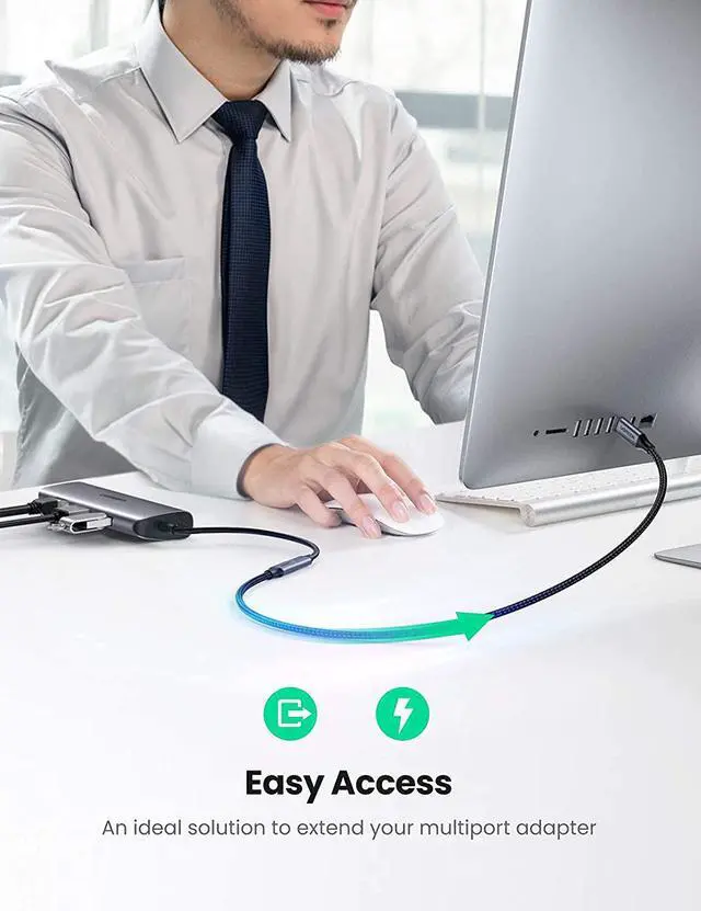 Alt view image 3 of 7 - UGREEN USB Type C Extension Cable - USB 3.2 Gen2 Extender 3FT 10Gbps Data Transfer 4K Video Output 100W PD Fast Charging Compatible with Thunderbolt 3, MacBook Pro, iPad Pro, Galaxy S2, Google Pixel