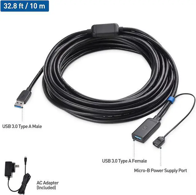 Alt view image 2 of 7 - Cable Matters Active USB Extension Cable Male to Female (USB 3.0 Extension Cable) Gender Changer with Signal Booster for Oculus Rift S, HTC Vive, Valve Index, Webcam and More - 10 Meters, 32.8 Feet