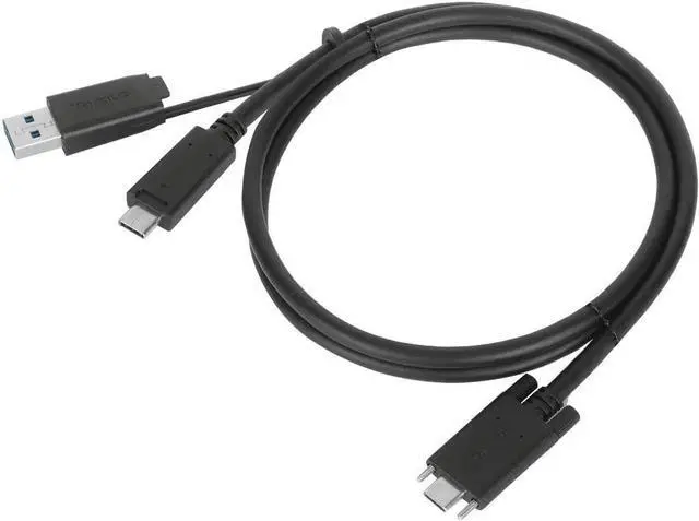 Alt view image 2 of 7 - Targus 1M USB-C Male with Screw to USB-C Male Cable with USB-A Tether, Black (ACC1133GLX)