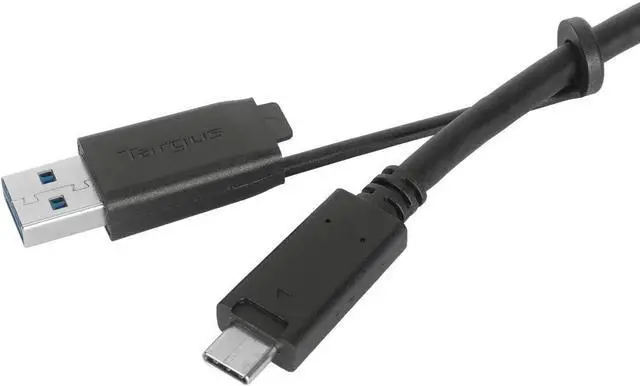 Alt view image 6 of 7 - Targus 1M USB-C Male with Screw to USB-C Male Cable with USB-A Tether, Black (ACC1133GLX)