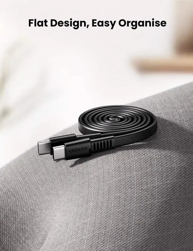 Alt view image 3 of 7 - UGREEN USB C to USB C Cable 60W USB Type C Fast Charging Cord Compatible with Samsung Galaxy S20 S20 Ultra Note 10 Plus A90 Google Pixel 2 3 3a 4 XL iPad Pro 2020 MacBook Pro Air 13" Switch 6ft