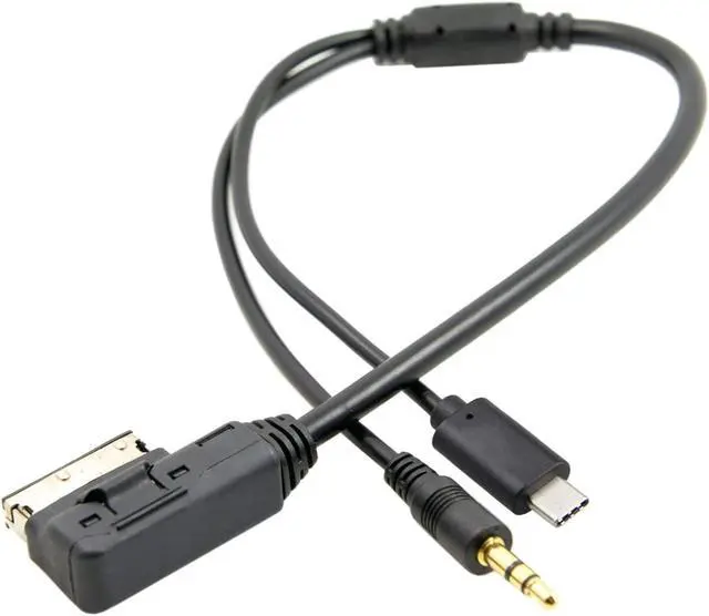 Alt view image 3 of 6 - Xiwai Media in AMI MDI to Stereo 3.5mm Audio & USB-C Aux Adapter Cable for Car VW Audi 2014 A4 A6 Q5 Q7